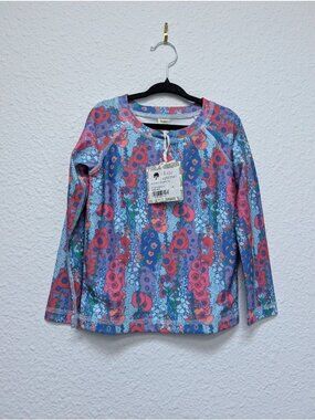 Kate Quinn Vivid Hollyhock Long Sleeve Rash Guard Tee 4T Swimsuit Shirt Floral
